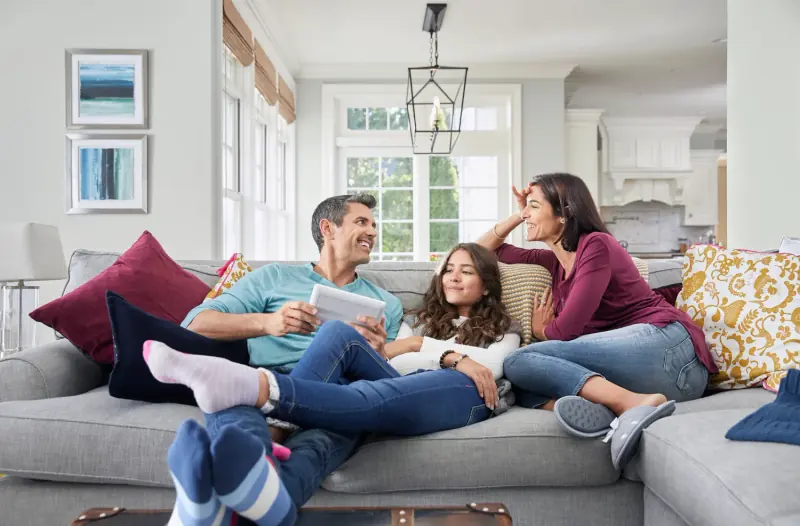 Family safely at home with smart security system