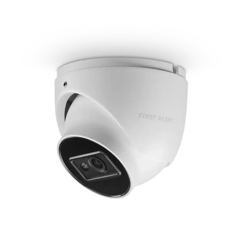 White turret security camera with excellent night vision for residential use